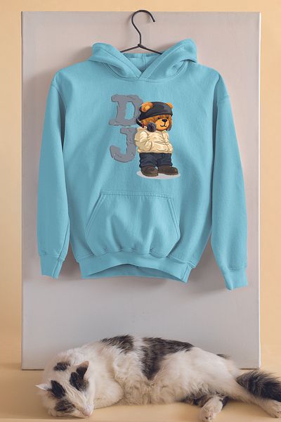ADABEBEK Παιδικό φούτερ Unisex Oversize DJ Bear με στάμπα