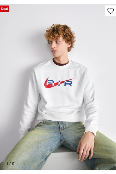 Nike Sportswear Swoosh Air Graphic Fleece Crew-Neck Beyaz Erkek Sweatshirt
