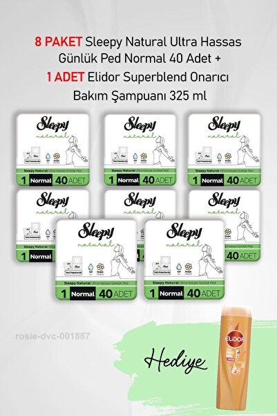Sleepy Natural Günlük Ped Normal 40 Adet X 8 ve Hediye Elidor 325 ml