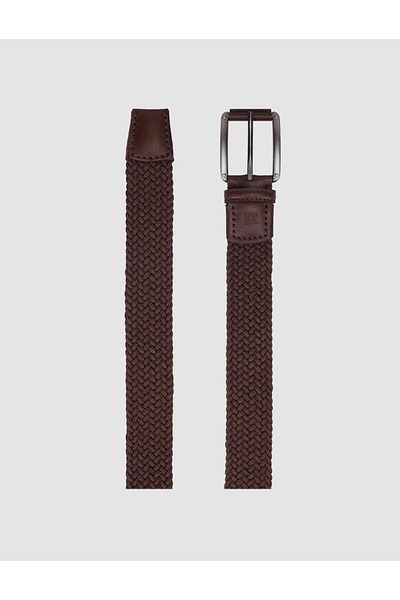 Cabani Knitwear Brown Knitted Detailed 4 cm Men's Casual Belt