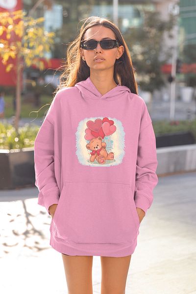 ADABEBEK Γυναικεία φούτερ με κουκούλα Cute Hearts 14223