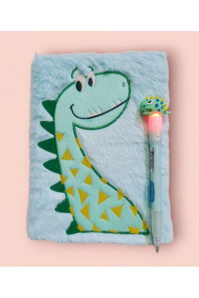 izmir yazici servis Gift Cute Dinosaur Plush Souvenir Notebook with Light Tip Pencil Gift Set Memory Note