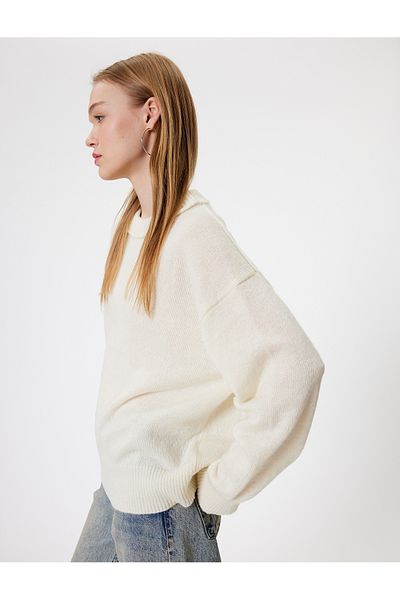 Koton Crew Neck Basic Knitwear Sweater - Off Shoulder
