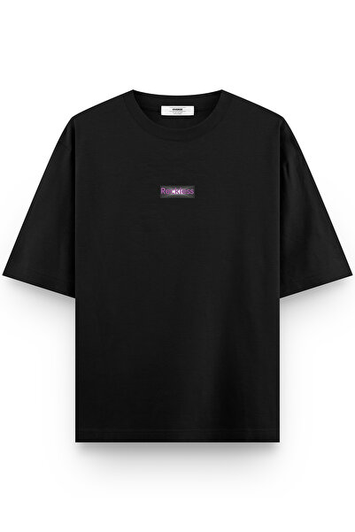 Overoz Reckless Black Oversize T-Shirt - Back Printed, Unisex, 1293