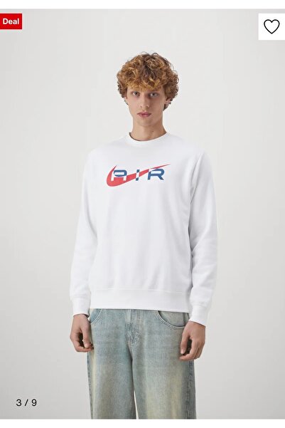 Nike Sportswear Swoosh Air Graphic Fleece Crew-Neck Beyaz Erkek Sweatshirt
