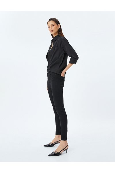 Koton Skinny-Fit-Jeans mit hoher Taille – Push-Up-Jeans mit Knopfleiste