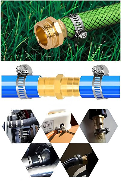 Badem10 Hortum Kelepçesi Tork Ayarlı 22x36 mm Paslanmaz Çelik Boru Metal Kelepçe Ayarlanabilir klips 5 ADET