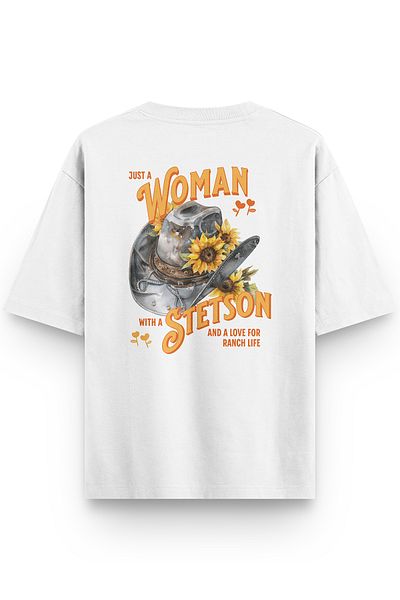Overoz Μπλουζάκι Ranch Life White Oversize - Εκτύπωση στην πλάτη, Unisex, 1288
