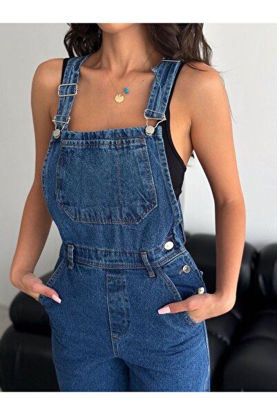 DENİKK TREND UNISEX  Geniş Cepli Denim Bahçıvan Tulum Salopet