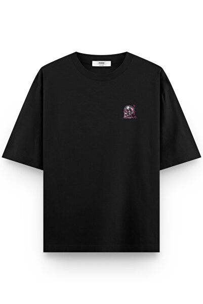 Overoz Sadness Oversize Unisex T-Shirt - Black, Back Printed, Lettering - 1294