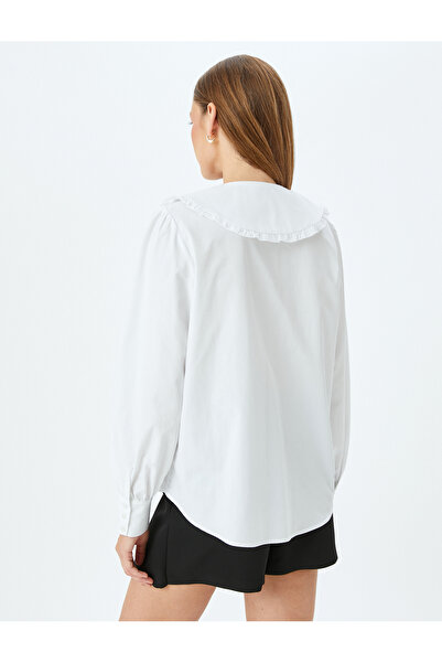 Koton Hosszú ujjú pamut fodros széles babagalléros ing