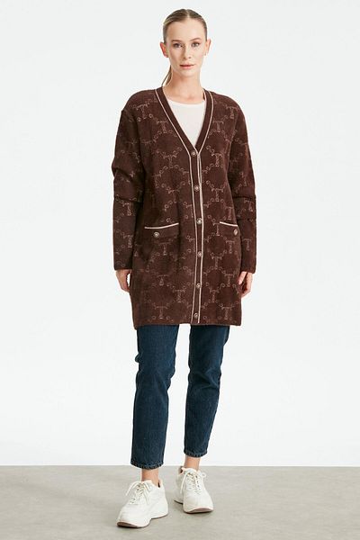 Tığ Triko Cardigan Mınk - LOGO MODEL, culoare MARO