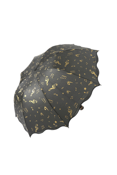 Angel Eyes Nota Desenli Siyah Açılır Yarasa Şemsiye 8 TELLİ