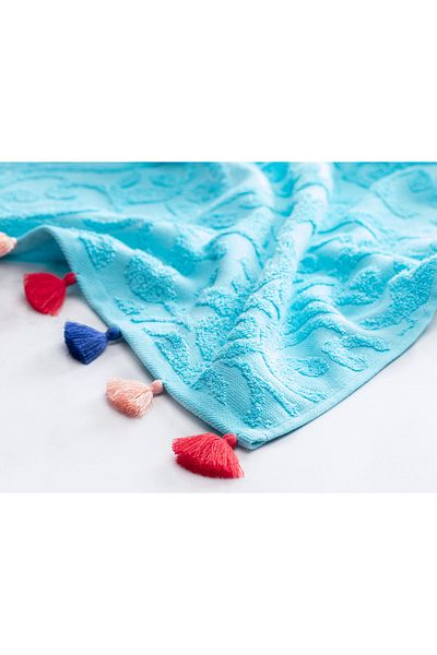 Madame Coco Giverny Turquoise Face Towel - 100% Cotton - 50X70 cm