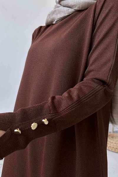 Ka Hijab Μια φόρμα Sparkling Mercerized Hijab Tunic - Καφέ