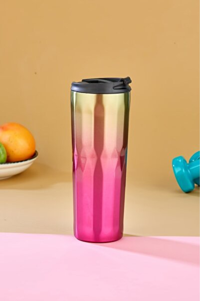 Cooker CKR-2100 Pembe 500 ML Bardaklı Paslanmaz Çelik Termos