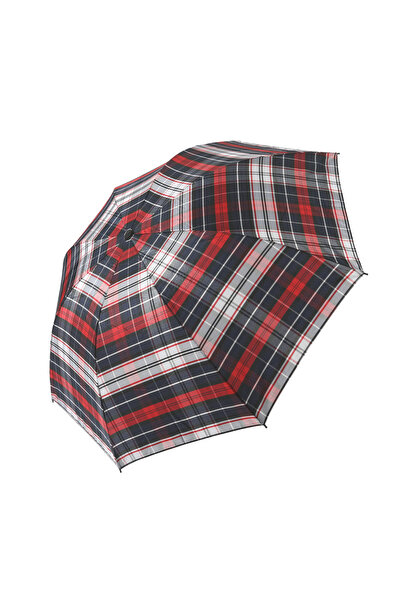 Angel Eyes Kare Desenli Kırmızı Beyaz Lacivert Açılır Yağmura Dayanıklı Yarasa Şemsiye 8 TELLİ