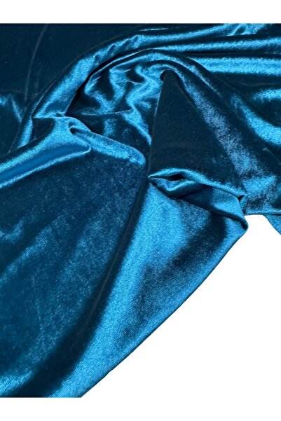 ipekkumaş Petrol Mavisi Likralı Elbiselik İpek Kadife ÜRÜNÜMÜZ ADET OLARAK SATILIR 1 ADET 1 METRE