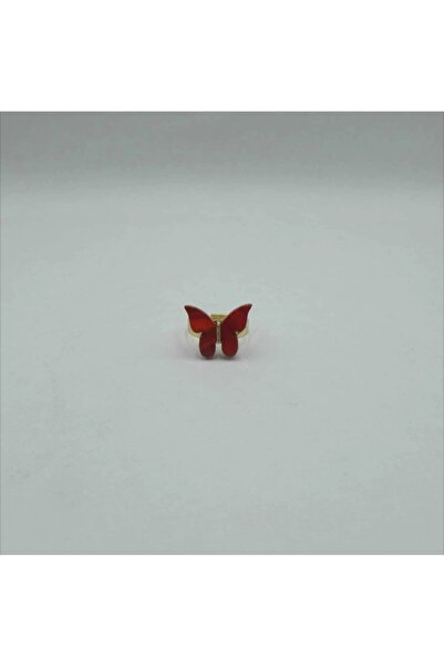 Tralles Takı Adjustable Gold Red Butterfly Ring