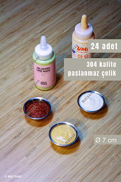 NORREN 24’lü Paslanmaz Çelik Joker Sosluk Seti 7 cm | Baharat, Ketçap, Mayone...