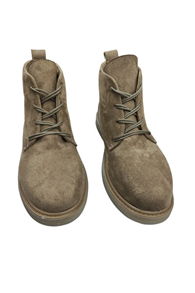 Özkan Ayakkabı BEJ NUBUK KAUÇUK TABAN SICAK ASTAR KAYDIRMAZ BAĞCIKLI KADIN BOT