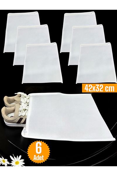 Balkan Room 6 Pcs White Shoes Storage Bag Travel Scrap Multipurpose Zipper Drawer Suitcase Organizer