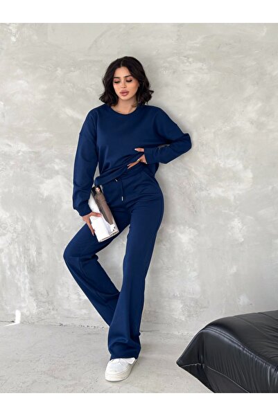 Gugus طقم بدلة رياضية نسائية بأكمام طويلة وياقة دائرية مع بدلة حرارية شتوية م...