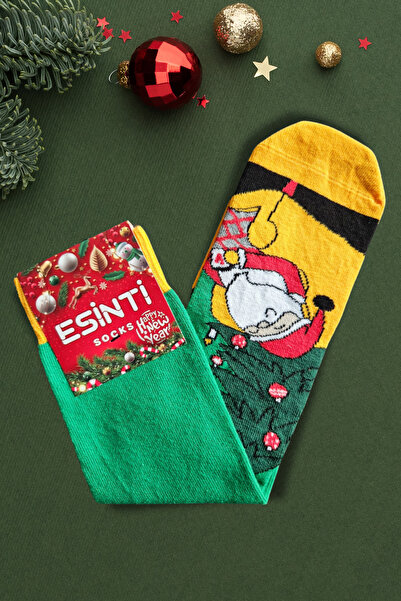 Esinti Чоловічий, жіночий, дитячий набір довгих кольорових новорічних шкарпеток з тематикою Діда Мороза в подарунковій коробці, 4 штуки