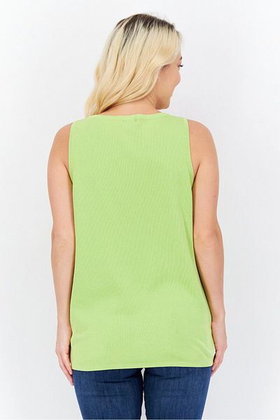 Jones of New York Women Round Neck Sleeveless Plain Tank Top, Green