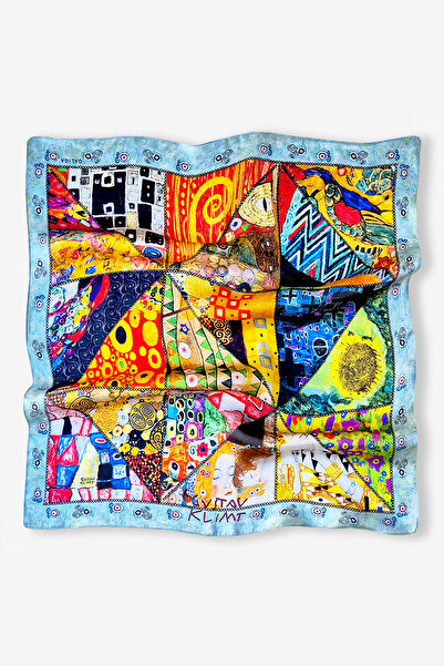 Galiga KLIMT KOLAJ %100 İpek Fular 55x55cm 'Art on Silk'