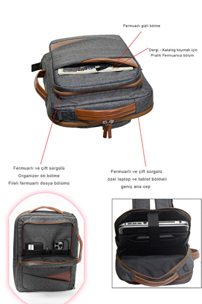 Bagworld Saraciye Briefcases and Backpacks 2 in 1 2068-3