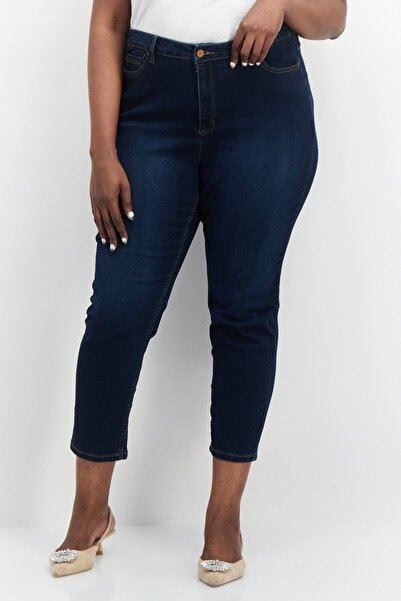 Jones Newyork Women Plus Size Solid Stretchable Denim Jeans, Navy