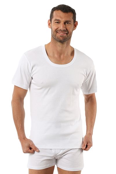 ÖZKAN underwear Özkan 0115 3-Pack Men's 100% Cotton Rib Fabric Stretchy Comfortable Wide Collar Short Sleeve Undershirt Undershirt