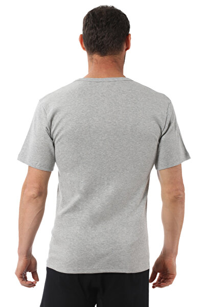 ÖZKAN underwear Özkan 0115 6-Pack Men's 100% Cotton Rib Fabric Stretchy Comfortable Wide Collar Short Sleeve Undershirt Undershirt