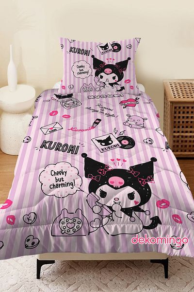 dekomingo Big Stripes Kuromi̇ Baby and Children's Room Quilted Quilt