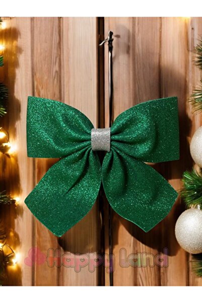 Happyland Yılbaşı Yeşil Renk Kapı Sofra Ağaç Süsü Simli Eva Fiyonk Dekor Yılb...