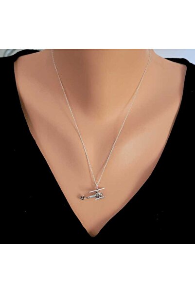 Nusret Takı 925 Ayar Gümüş Helikopter Şeklinde Charm Kolye