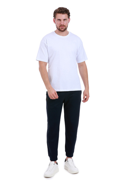 WERRONİ Baskısız Double Face Kalın Beyaz Tshirt