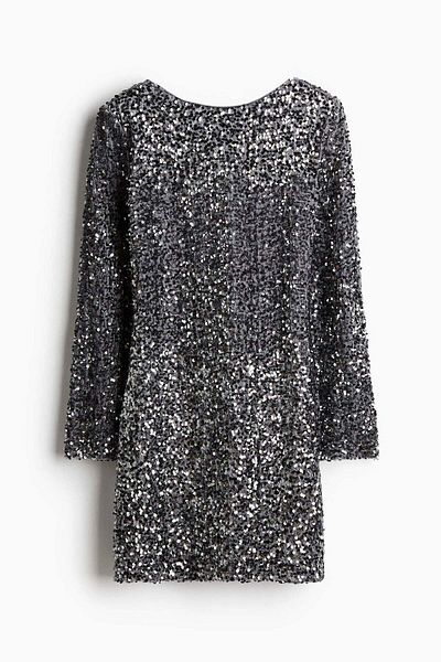 H&M Sequined deep-back dress