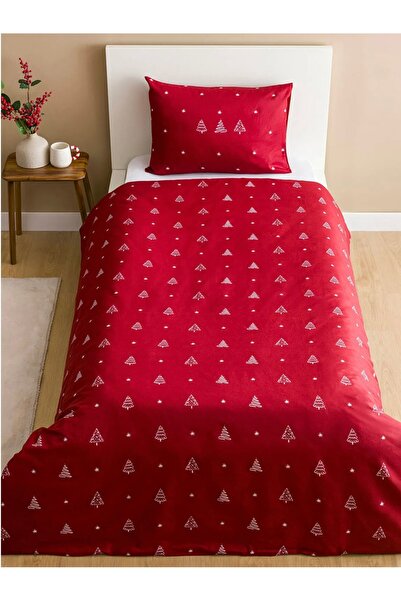 LC Waikiki LCW HOME Комбиниран комплект спално бельо с коледна щампа за единично легло