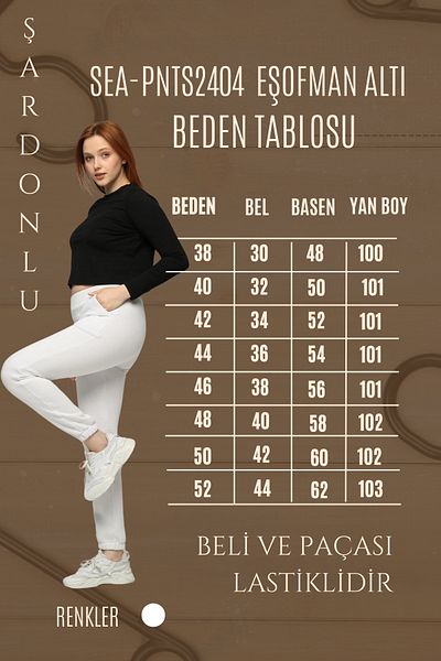 Seamoda White 3 Thread Raster Jogger Sweatpants - Plus Size, Elastic Waist and Leg