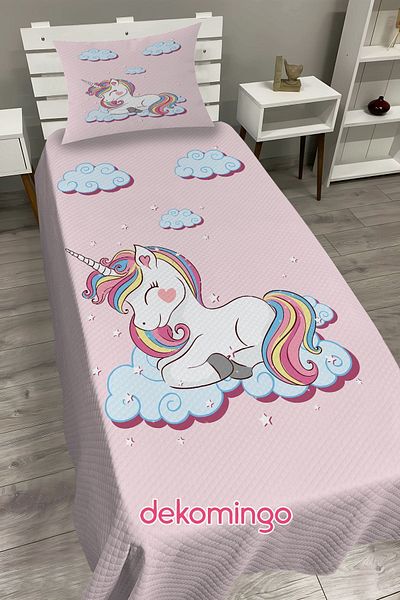 dekomingo Cloudy Unicorn Baby and Kids Base Pique Set