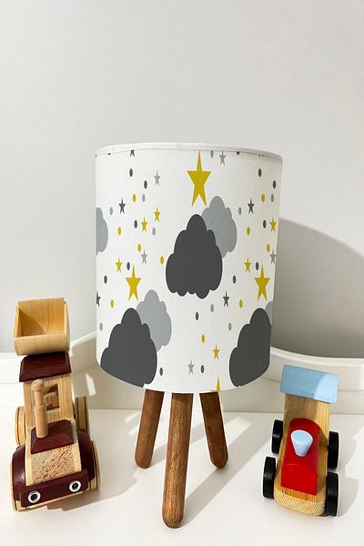 dekomingo GRAY CLOUD PATTERNED BABY AND CHILDREN'S ROOM LAMP