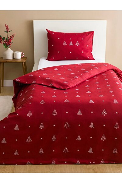 LC Waikiki LCW HOME Комбиниран комплект спално бельо с коледна щампа за единично легло