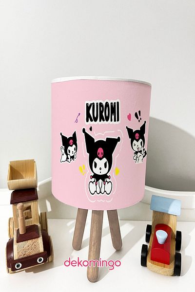 dekomingo Pink Patterned Kuromi Triple Baby and Children's Room - Lampshade