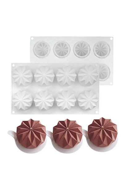 PASTRY PLANET Geometric Pattern 8 Compartment Professional Silicone Mold