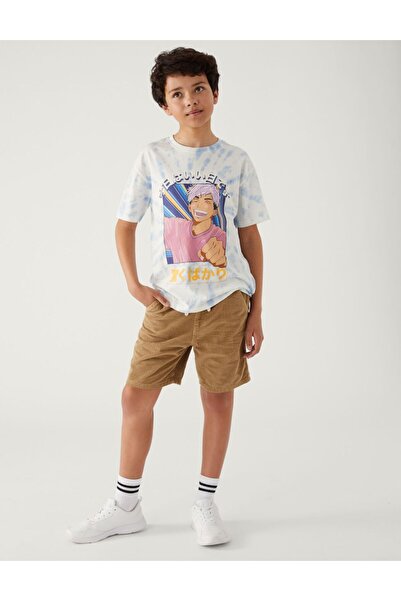 Marks & Spencer Saf Pamuklu Kadife Şort (6-16 Yaş)