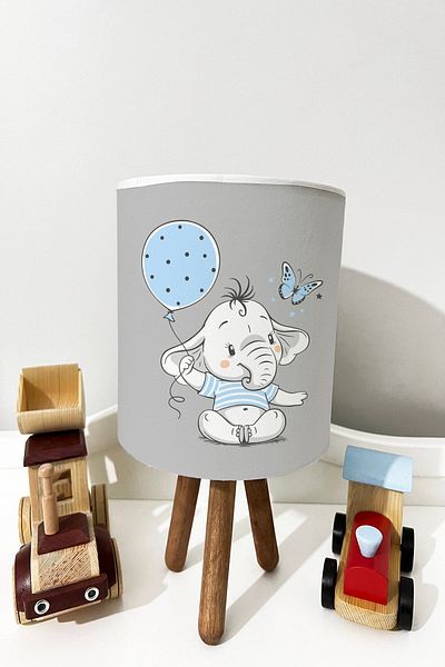 dekomingo Grey Floor Balloon Baby Elephant Baby and Children's Room Lampshade