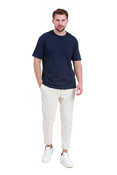 WERRONİ Unprinted Double Face Thick Navy Blue Tshirt