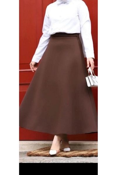 Dagü Design Women's Long Hijab Brown Sukuba Skirt